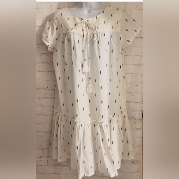 NEW Star Mela From Anthropologie White Cotton Relaxed Tiered Dress Sz.S Ret $235 - Picture 1 of 9